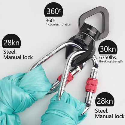 Aerial Silks Hardware Kit 30 KN Swing Swivel Aerial Yoga Hammock Rigging Aluminum Swivel Aerial Hoop Lyra Rotational Device Hanging Accessory