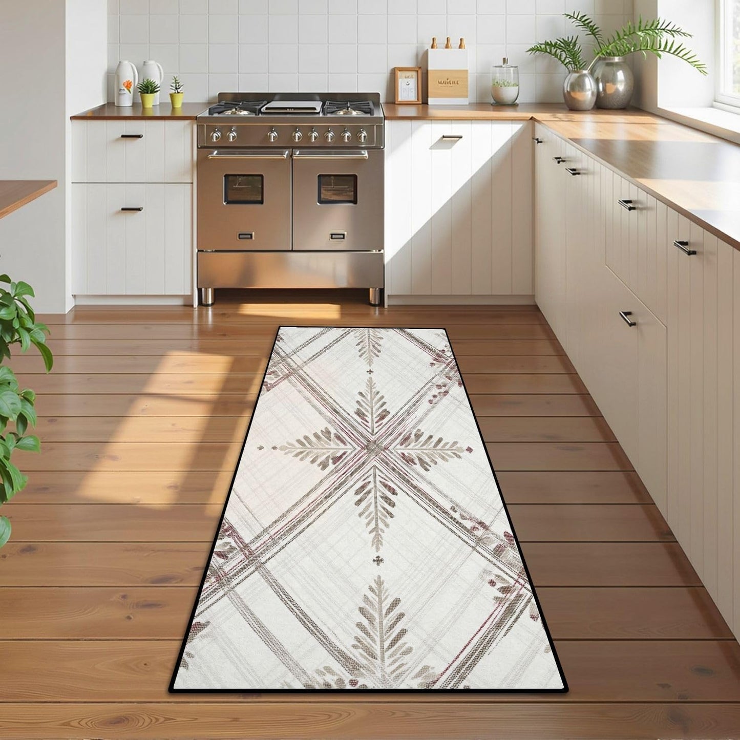 Runner Rug Washable 2x6 White Navy Blue Green Tartan Plaid Scottish Texture from Tartan Plaid Non-Slip Hallway Area Rug Indoor Outdoor Home Decor for Entryway Bathroom Kitchen Carpet Yoga Floor Mat