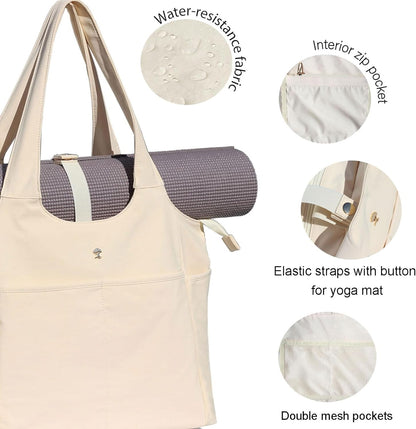 ESVAN Yoga Tote Bag Mat bag Women Shoulder Bags Carryall Tote for Travel Office Workout Gym Nurse Beach