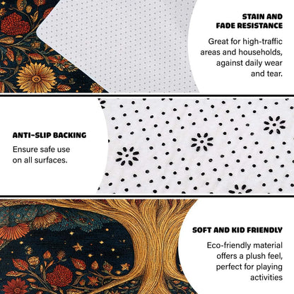 Tree of Life Area Rug – Bohemian Mandala Carpet for Living Room, Bedroom, Meditation Space, Yoga, Spiritual Home Décor – Large Soft Floor Mat for Indoor Decoration (TOL08)