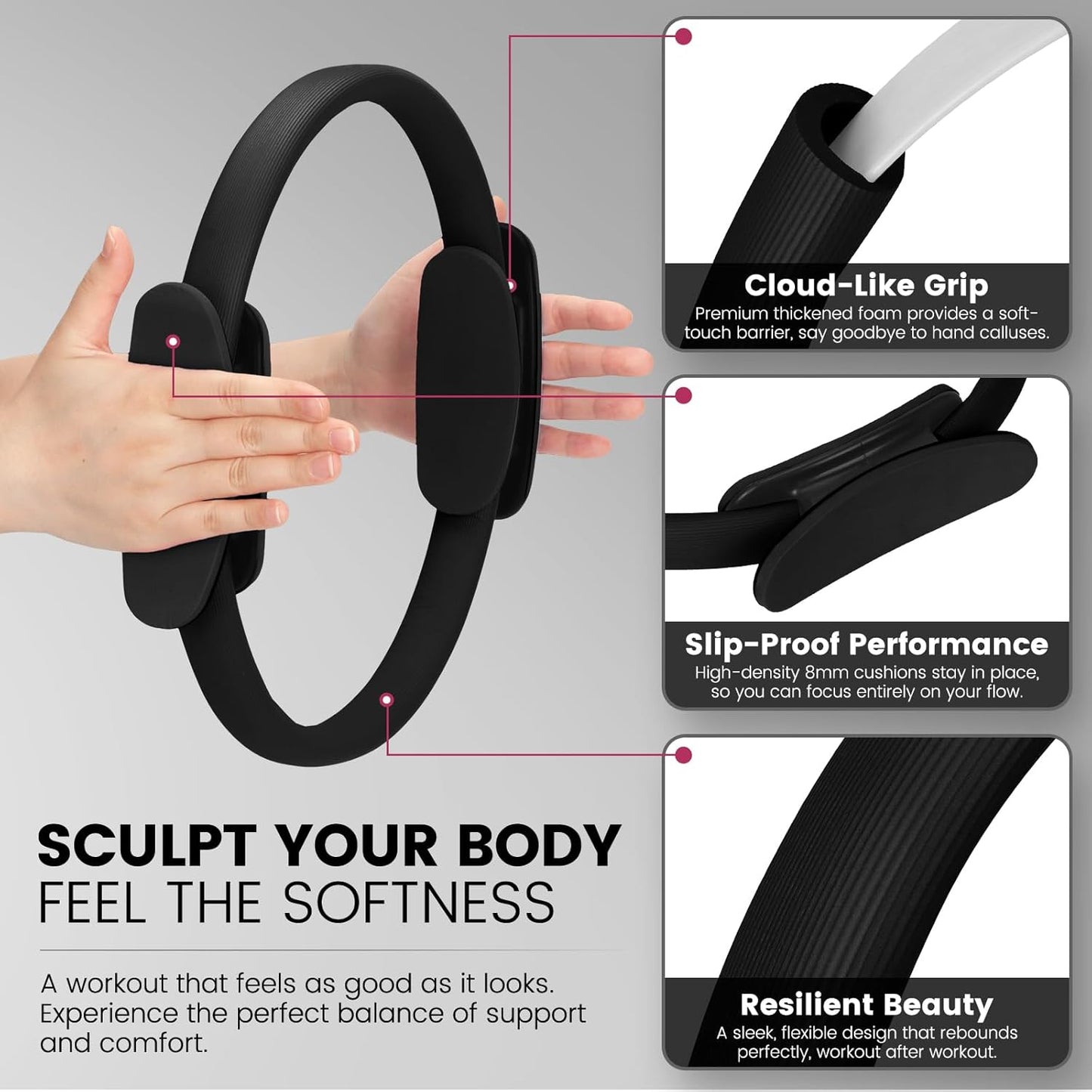 Pilates Kit for Women 13PCS, Pilates Ring and Ball Set with Magic Circle, Resistance Bands Set, Figure 8 Band, Yoga Ring & Grip Socks, Home Workout Equipment Essentials Starter Kit for Beginners