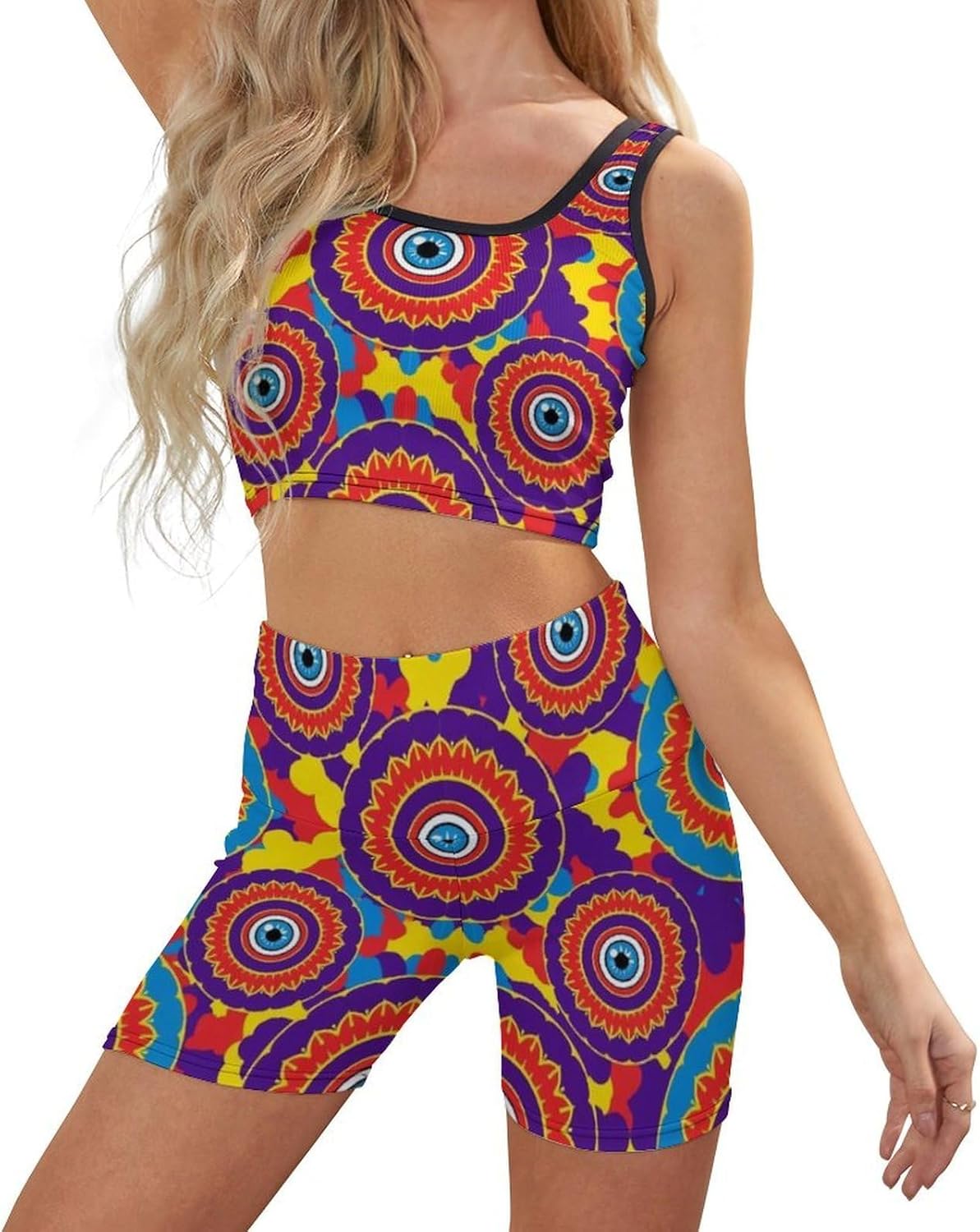 Women's Ribbed Workout Outfits, Seamless Tank and High Waist Shorts