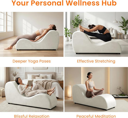 ijuicy Yoga Chair - Velvet Ergonomic Chaise Lounge, Stretching Relaxation Exercise Meditation Chair, Compact 60x18x27 Inches-Dark Grey