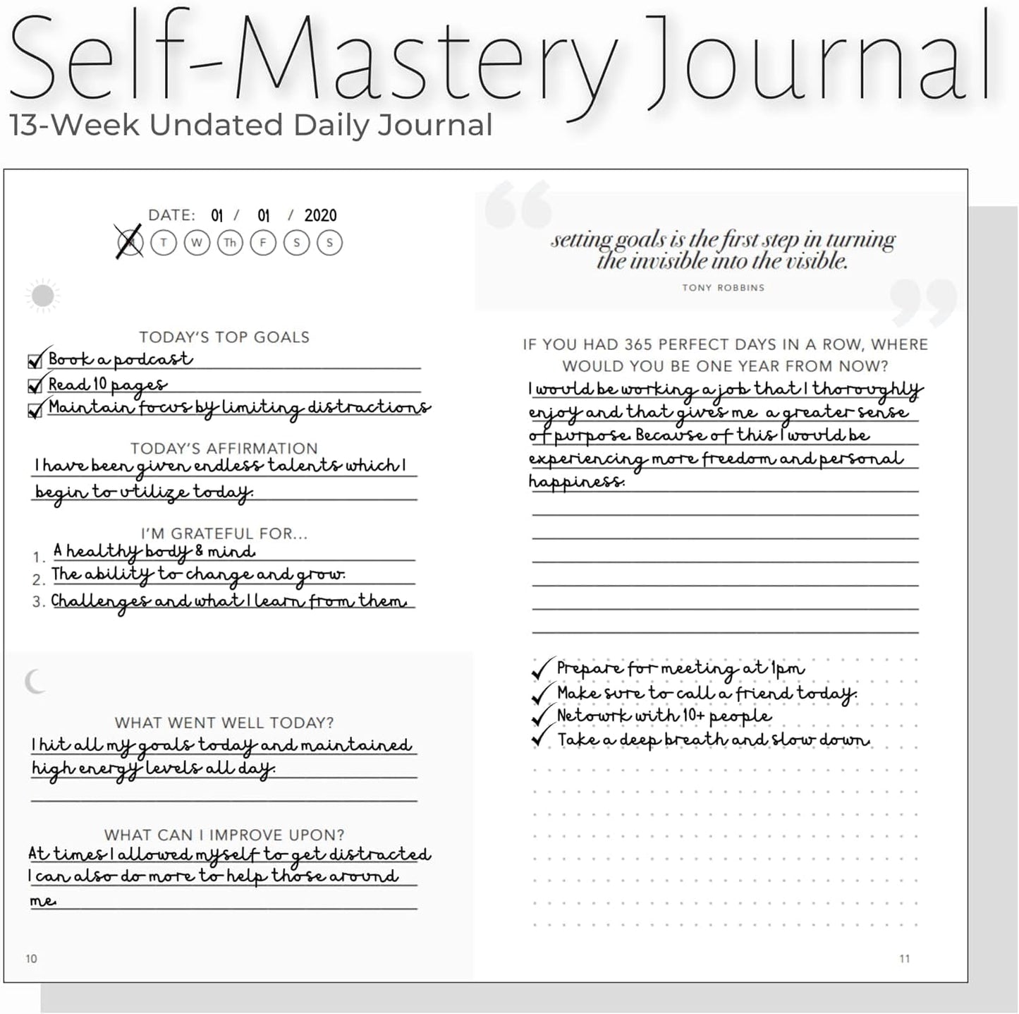 Self-Mastery Journal for Men with Prompts - 13 Week Guided Gratitude Journal - 5 Minute Journal - Reflection Manifestation Journals for Mindfulness - Self Care Journal - Goal Journal for Women & Men
