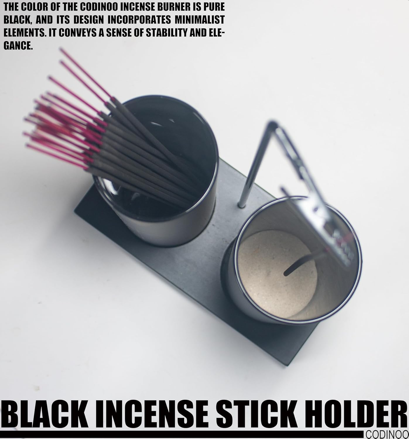 2 in 1 Incense Holder for Sticks Incense Burner Holder with Storage,Glass Upside Down Incense Holder for Sticks with Glass Ash Catcher for Meditation Yoga Spa Room Home Decor[Black]