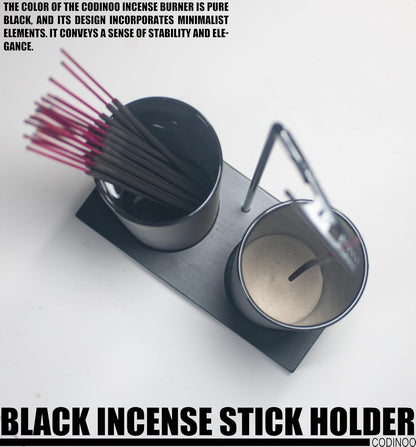 2 in 1 Incense Holder for Sticks Incense Burner Holder with Storage,Glass Upside Down Incense Holder for Sticks with Glass Ash Catcher for Meditation Yoga Spa Room Home Decor[Black]