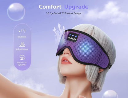 LC-dolida Sleep Headphones, 3D Sleep Mask Bluetooth Wireless Music Eye Mask, Sleeping Headphones for Side Sleepers Sleep Mask with Bluetooth Headphones Ultra-Thin Stereo Speakers Perfect for Sleeping