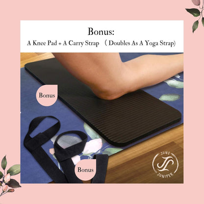 June & Juniper Travel Yoga Mat Foldable Lightweight - Thin Light Non-Slip Travel Yoga Mat Eco