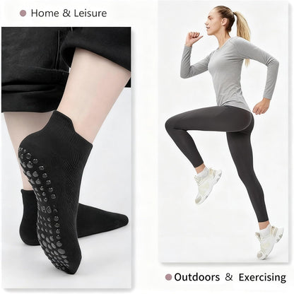 YSense 6 Pairs Pilates Socks with Grips for Women Non Slip Grip Socks Yoga Socks for Ballet Athletic Workout Hospital