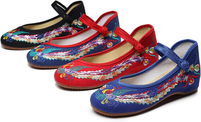 Chinese Embroidered Wedge Sandals Women's Multicolor Asian Traditional Mary Jane Ballet Yoga Shoes Rubber Sole Ethnic Style Loafers