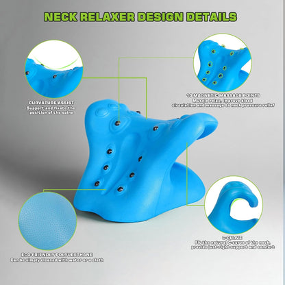 Neck Stretcher Cervical Traction Pillow with Magnetic Therapy Acupressure, Neck and Shoulder Relaxer for TMJ Pain Relief, C-Shaped Arch Design Chiropractic Pillow, Spine and Neck Corrector