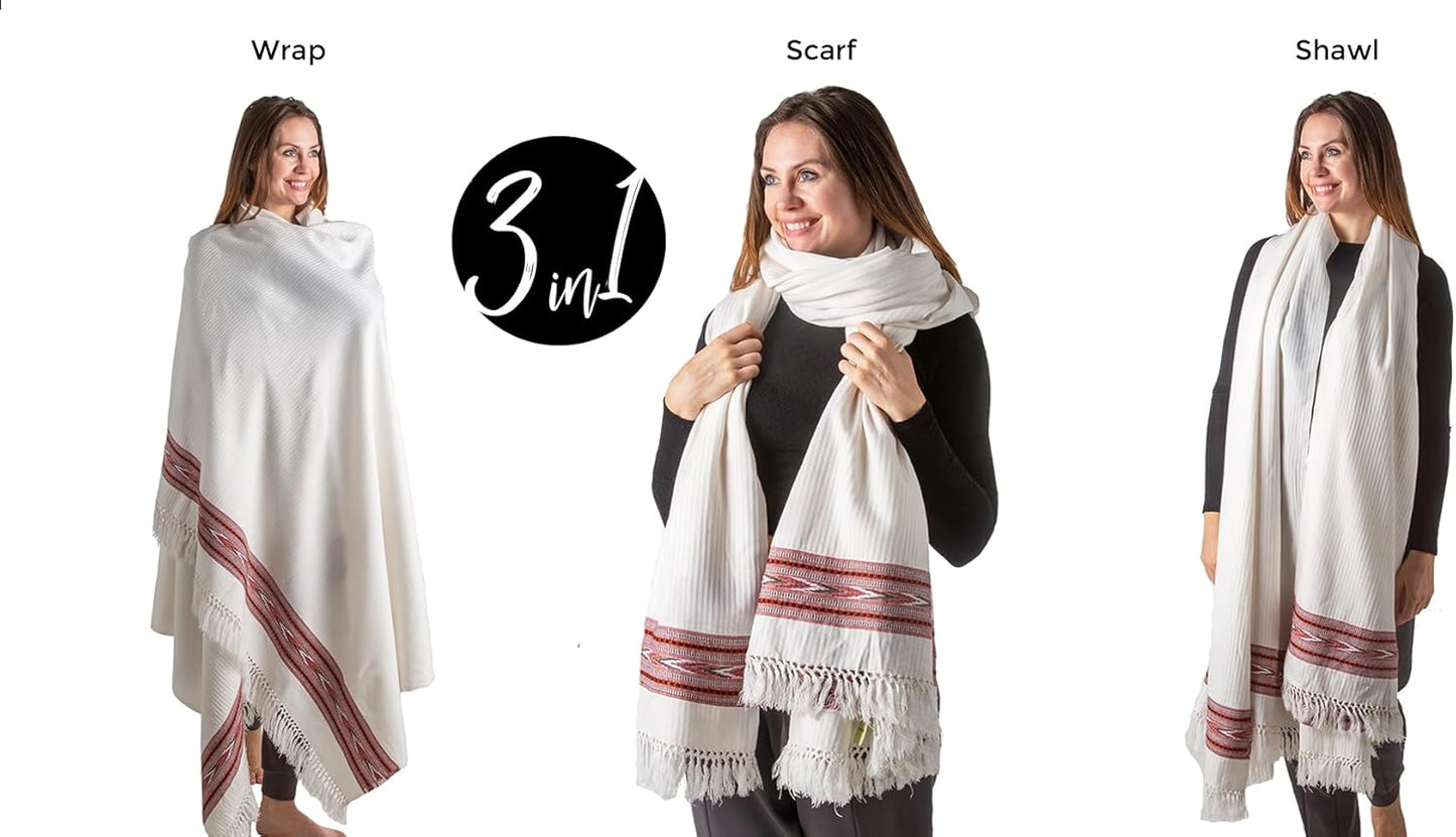 Exotic Meditation Shawl - Large Unisex Prayer Wrap, Oversize Scarf & Versatile Indian Stole Blanket