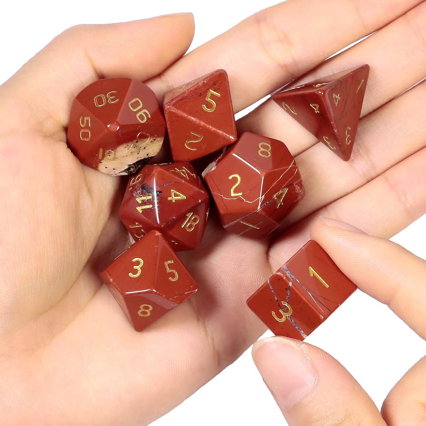 mookaitedecor 7 PCS Blue Howlite Turquoise Crystal Polyhedral DND Dice Set, Polished Tumbled Stones Dices for RPG MTG Table Games Home Decoration