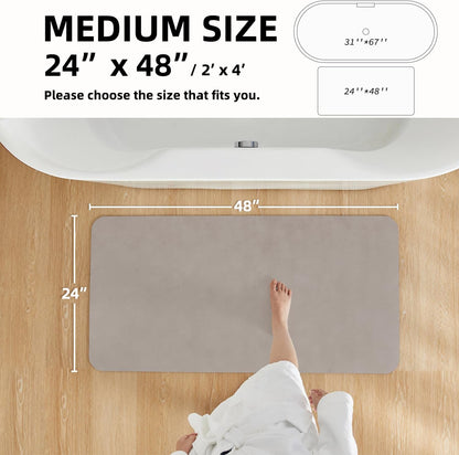 TYUU Bath Mat, Bathroom Rugs Non Slip Washable Thin Absorbent Quick Dry Bath Mat Fits Under Door Bathroom Floor Mat Perfect for Bath, Shower, or Sink 24"x36" Dark Grey