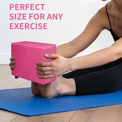 Yoga Block 2 Pack 9"x6"x3", Sturdy Yoga Foam Blocks, High Density & Non Slip Surface for Pilates & Stretching, Fitness Accessories for Stability & Balance