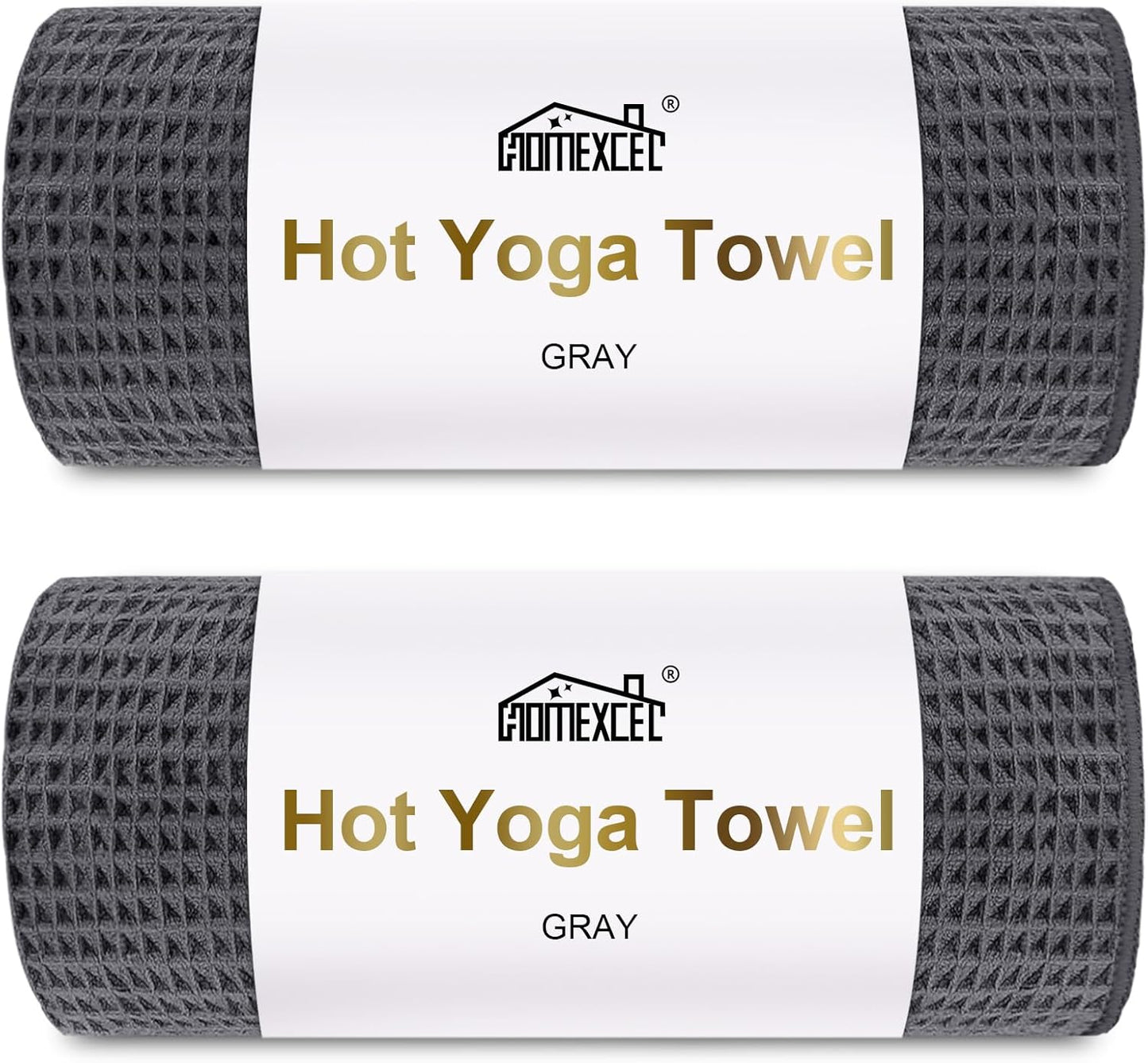 HOMEXCEL Hot Yoga Towels 2 Pack, (26.5" x 72") Non-Slip & Ultra-Absorbent Microfiber Yoga Mat Towels for Hot Yoga, Pilates, Exercise, Fitness, Bikram and Workout, Blue/Pink