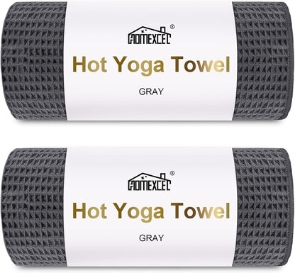 HOMEXCEL Hot Yoga Towels 2 Pack, (26.5" x 72") Non-Slip & Ultra-Absorbent Microfiber Yoga Mat Towels for Hot Yoga, Pilates, Exercise, Fitness, Bikram and Workout, Blue/Pink
