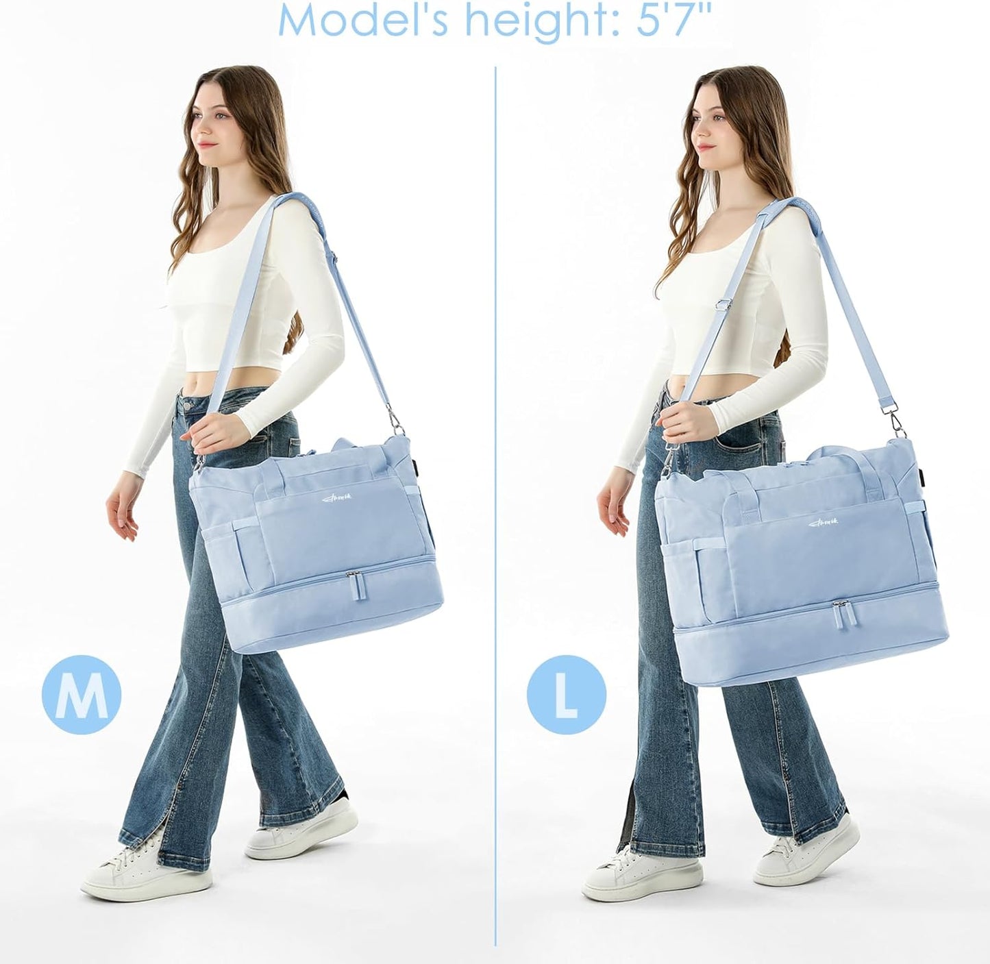 ETRONIK Gym Bag for Women, Personal Item Travel Bag with Shoes Compartment, Weekender Overnight Duffel Bag with Wet Pocket, Carry On Bag for Women, Travel, Gym, Weekend (Beige)