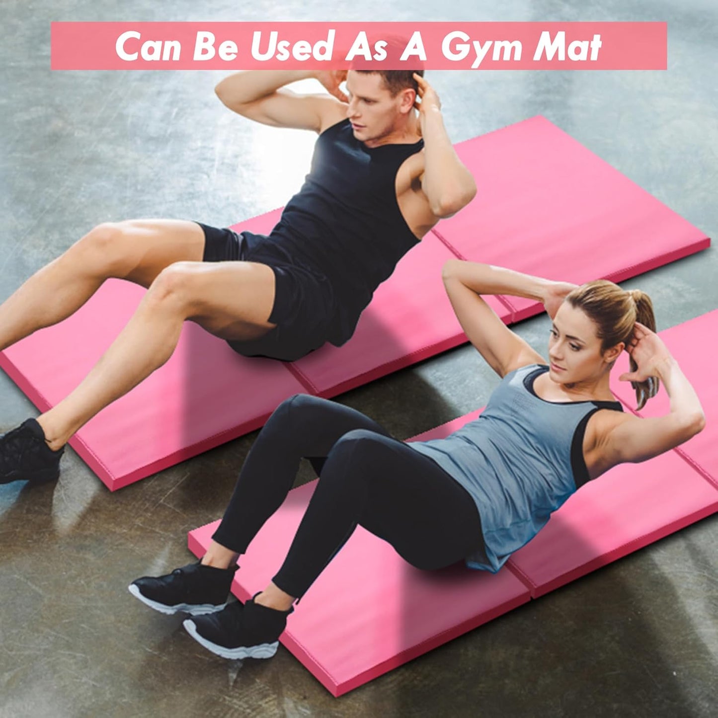 6ft x 2ft Folding Gymnastics Mat - 2-Inch Thick High Density Foam Yoga Mat, Non-Slip Gym Floor Mat for Home Workouts, Pilates & Stretching, Waterproof Oil-Proof Portable Exercise Mat.