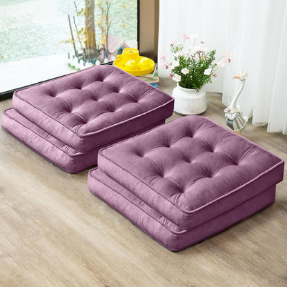 1 MIDDLE ONE Floor Pillow Set of 2, Memory Foam Meditation Cushion, Floor Cushions for Adults Sitting, Large Square Seat Cushions for Yoga, Living Room, 20x20 Inch (Grey)