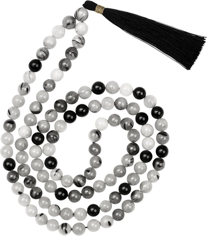 Amazing Gemstone 108 Beads Handmade Mala (Knotted, Rudraksha) - Colors B