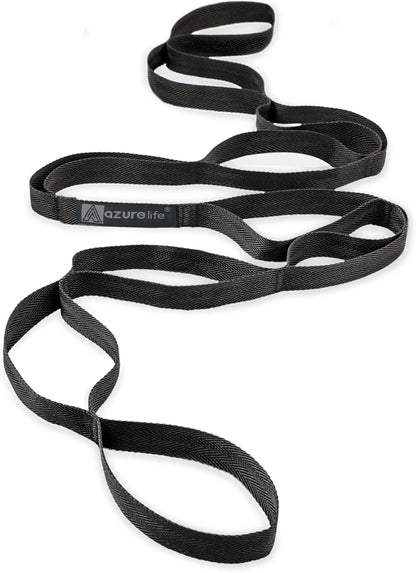 A AZURELIFE Premium Durable Stretch Straps with Loops, Stretching Strap for Physical Therapy, Multi-Loop Yoga Strap Fitness Exercise Strap for Yoga, Pilates, Dance, Flexibility&Exercise
