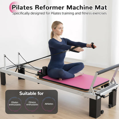 Non Slip Pilates Reformer Mat, Soft Fleece Surface Pilates Towel Mat, Pilates Mat with Multiple Equipment, Lightweight and Foldable, Wicking and Quick Drying for Yoga, Fitness