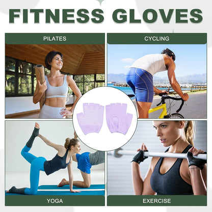 Yoga Gloves, Non Slip Fingerless Pilates Gloves Breathable Exercise Workout Mittens