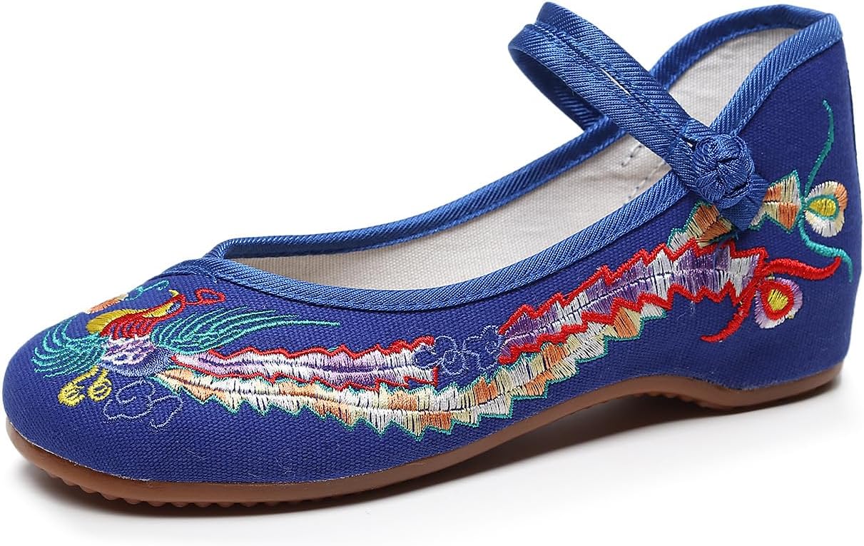 Chinese Embroidered Wedge Sandals Women's Multicolor Asian Traditional Mary Jane Ballet Yoga Shoes Rubber Sole Ethnic Style Loafers