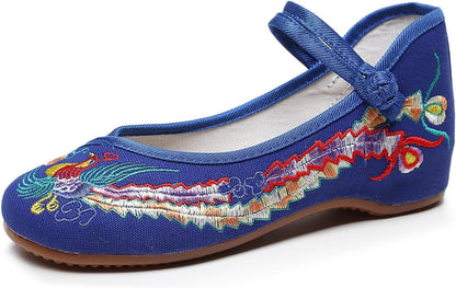 Chinese Embroidered Wedge Sandals Women's Multicolor Asian Traditional Mary Jane Ballet Yoga Shoes Rubber Sole Ethnic Style Loafers