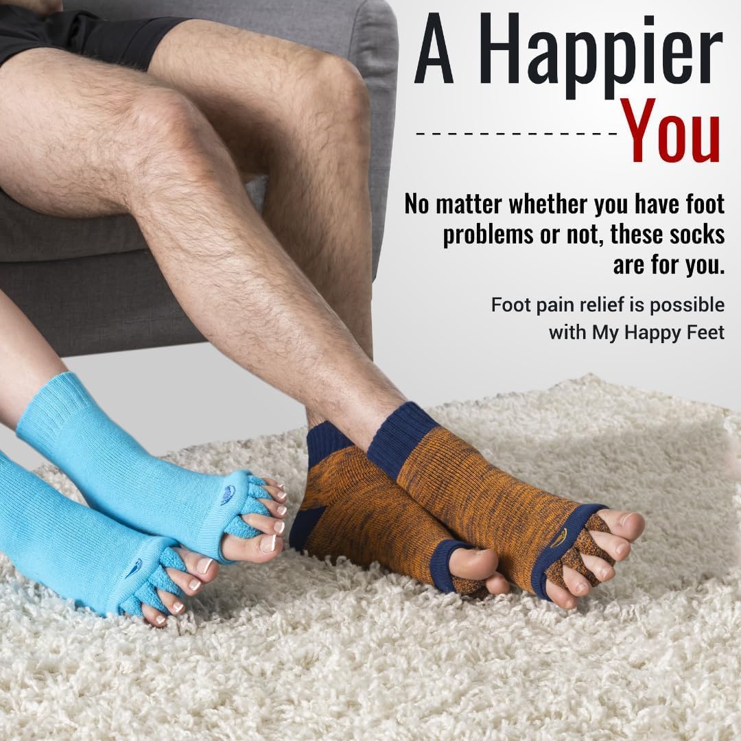 My Happy Feet Foot Alignment Socks with Toe Separators – Holiday Socks for Women & Men - Cozy Christmas Gift Idea