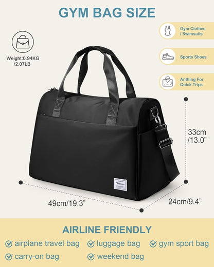 Gym Bag Womens Mens with Shoes Compartment and Wet Pocket Travel Duffel Bag for Women for Plane Sport Gym Tote Bags Swimming Yoga Waterproof Weekend Overnight Carry on Bag Hospital Holdalls - Colors B