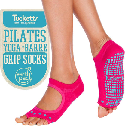Tucketts Allegro Toeless Pilates Socks with Grips for Women, Non-Slip Open-Toe Grip Socks, Yoga, Barre, Dance, Reformer, Home