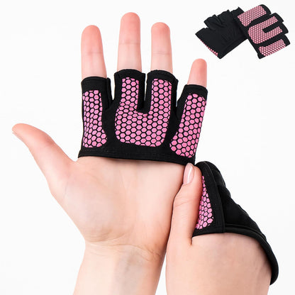 Mini Workout Gloves Women - Thin Gym Gloves with Grips for Weight Lifting, Pilates, Yoga & Dance - Minimal Fingerless Callus Guard for Women Weightlifting Exercise
