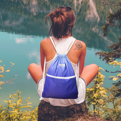 WANDF Drawstring Backpack String Bag Sackpack Cinch Water Resistant Nylon for Gym Shopping Sport Yoga (Black)