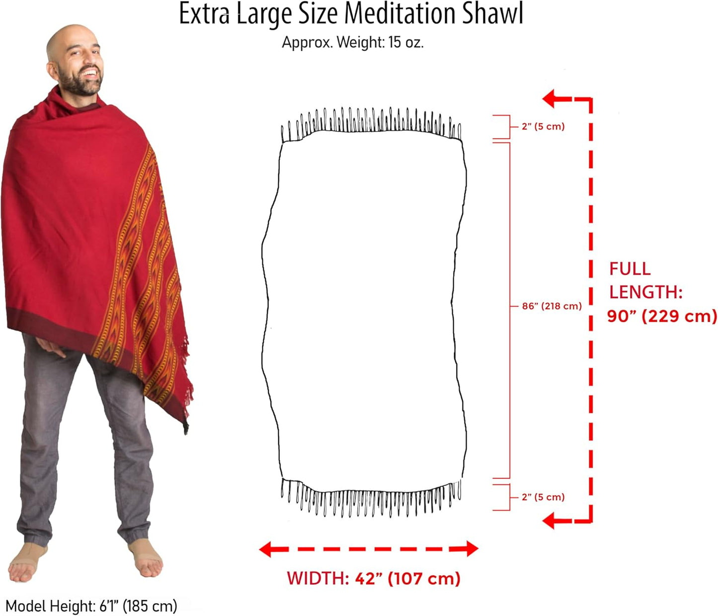 Meditation Shawl – Unisex Prayer Wrap, Large Scarf & Yoga Blanket – Soft, Lightweight & Multipurpose