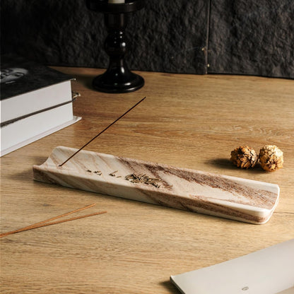 Koville Marble Incense Holder, Incense Holder for Sticks, Incense Sticks Holder Ash Catcher for Meditation Yoga SPA, Natural Stone Incense Burner, Home Table Decor (Green)