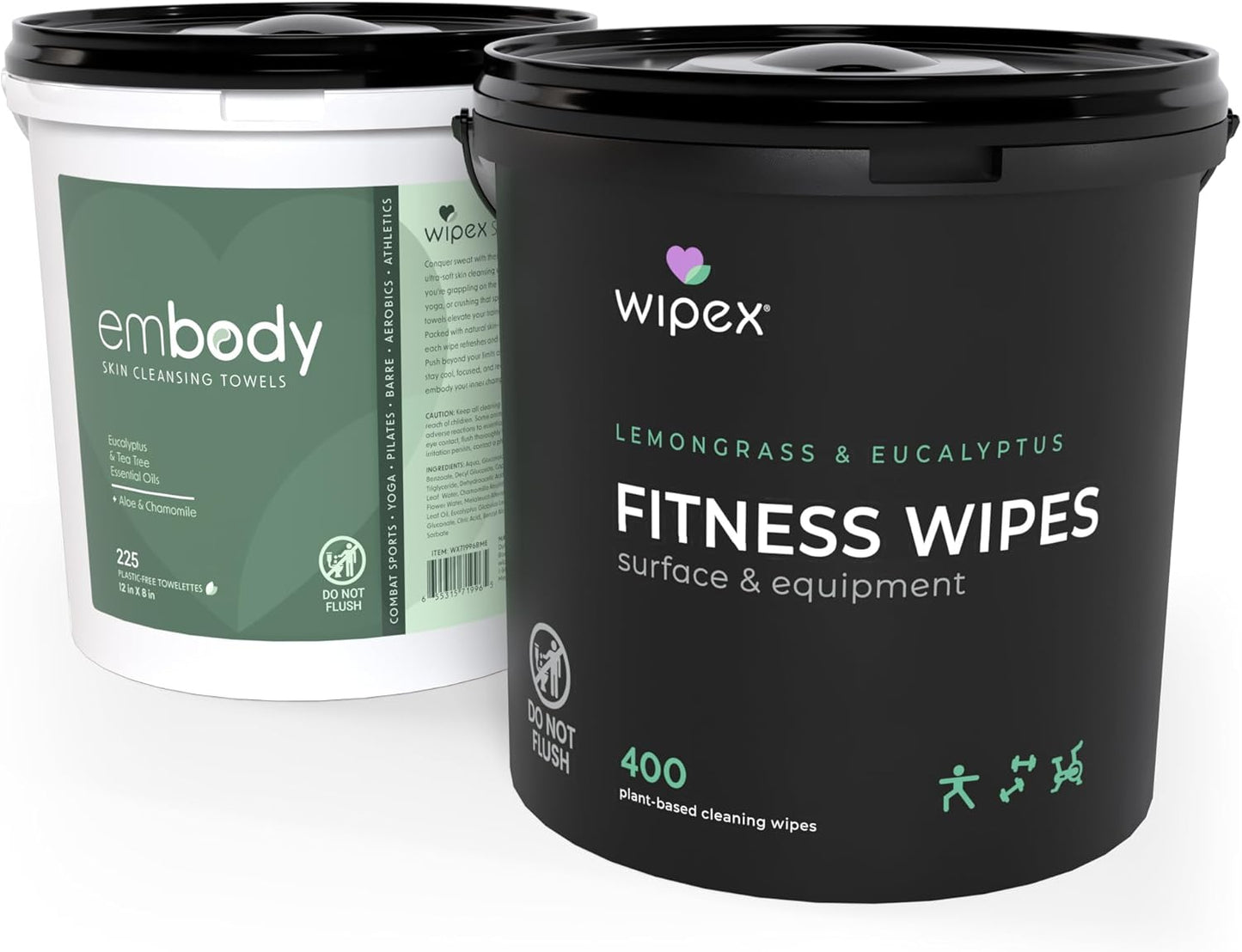 Wipex Yoga Mat Cleaner Wipes, EWG Verified, 400 Ct Plant-Based Lemongrass, Eucalyptus & Vinegar Wipes for Gym & Fitness Equipment & All Purpose Gym Cleaning - Safe for Peloton Bikes & Treadmills