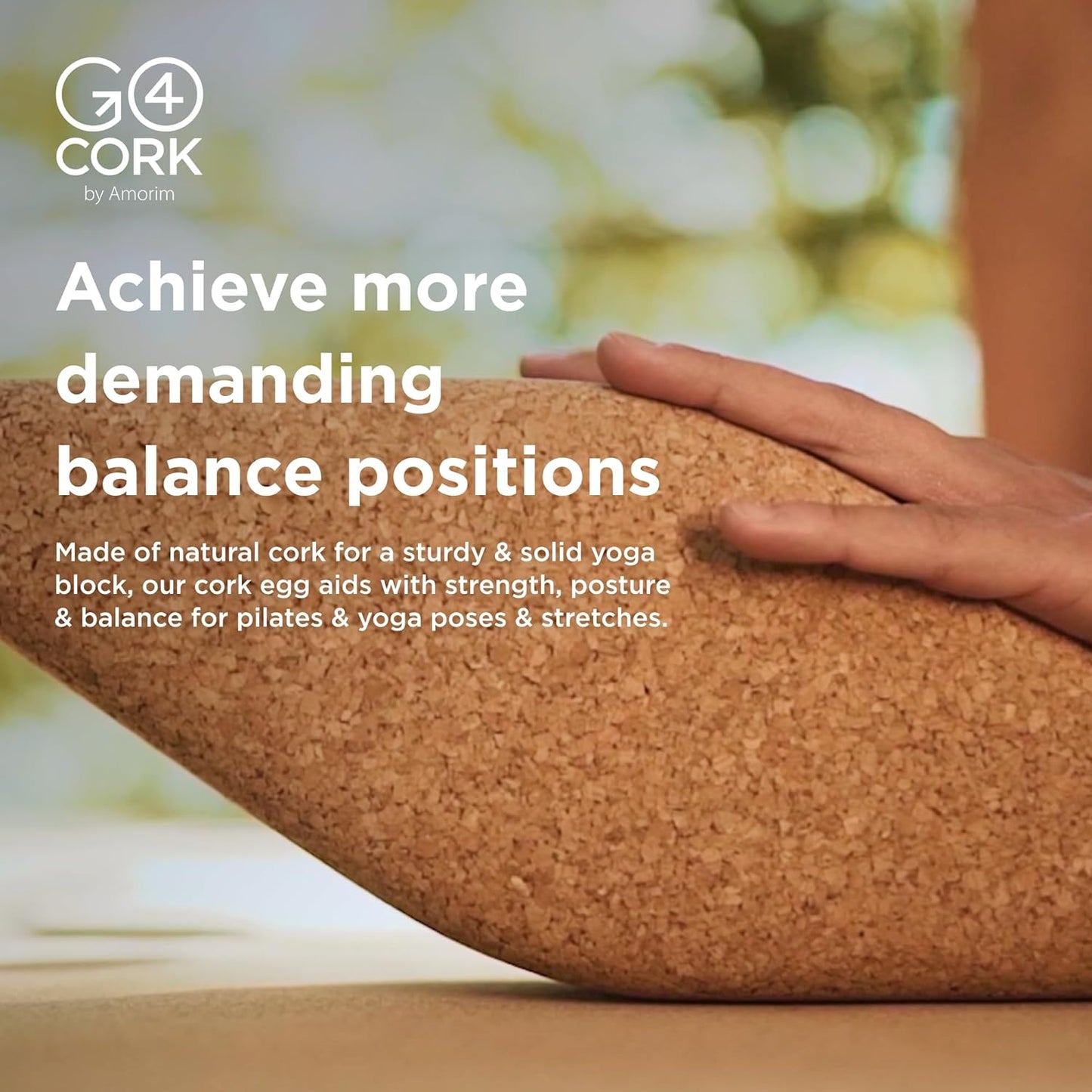 Go4Cork Cork Yoga Egg Block - Oval | 11 x 4 x 3" | Unique Shape for Comfort Grip | Non-Toxic, Alternative To Foam | Odorless, Soft, Non-Slip Wedge | Sustainable & Eco Yogi Gift