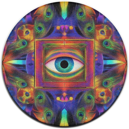 Machine Washable Modern Round Area Rug, Room Sofa Yoga Soft Round Carpet, Home Decor Non Slip Kitchen Office Circle Rug Trippy Rainbow Mushroom Tie Dye Art, 60inch