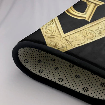 Comfortable Memory Foam Area Rugs with Anti-Skid Rubber Backing, Gold Freemason Freemasonry Masonic Yoga Mat Indoor Entryway Mat for Bedroom Livingroom Sitting Room Home Art