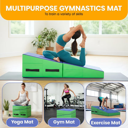 BestMassage Gymnastics Mat Incline Mat Tumbling Mat Folding Gymnastic Tumbling Mat Indoor/Outdoor Exercise Mat Home Gym Yoga Mat with Handle