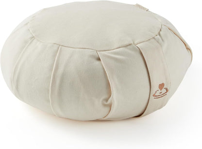 Myga Zafu Yoga Meditation Cushion with Washable Cover - Floor Cushion Pillow with Natural Buckwheat Filling - Soft Round Cotton Design for Meditating or Pranayama Exercises