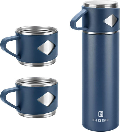 Stainless Steel Thermo 500ml/16.9oz Vacuum Insulated Bottle with Cup for Coffee Hot drink and Cold drink water flask.(Pink,Set)