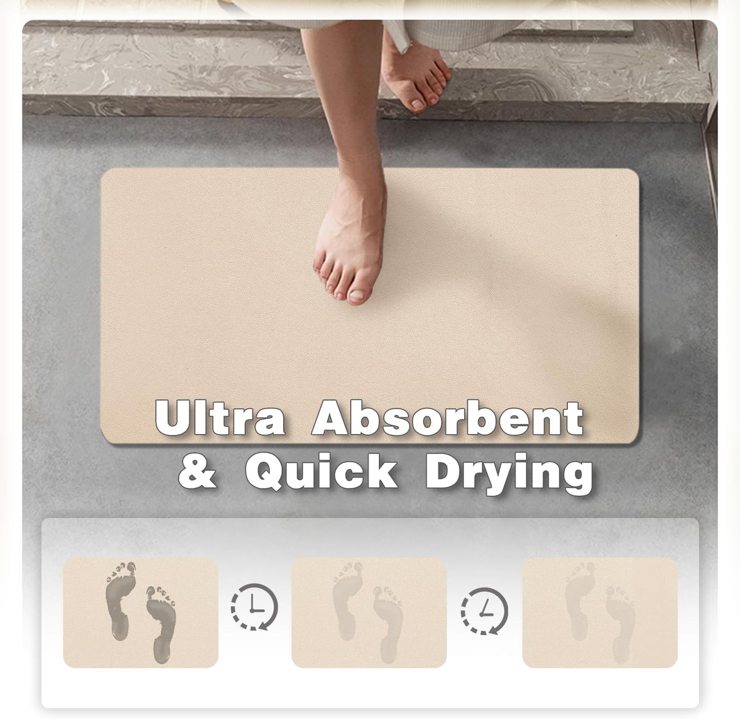 TYUU Bath Mat, Bathroom Rugs Non Slip Washable Thin Absorbent Quick Dry Bath Mat Fits Under Door Bathroom Floor Mat Perfect for Bath, Shower, or Sink 24"x36" Dark Grey