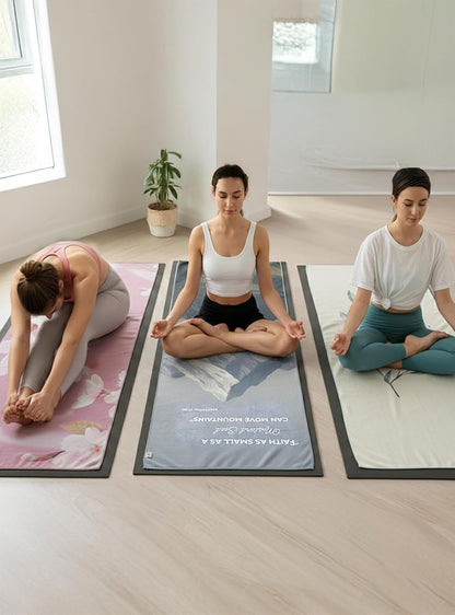 COREMOTION Yoga Towel Non Slip, Waffle Material, Super Absorbent, Quick Dry, Multipurpose for Hot Yoga, Pilates, Gym, 24 x 72, Light Green. Peace Within