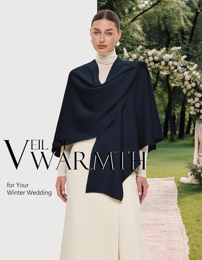 PULI Womens Large Cross Front Poncho Sweater Wrap Topper Knitted Elegant Shawls Cape for Fall Winter