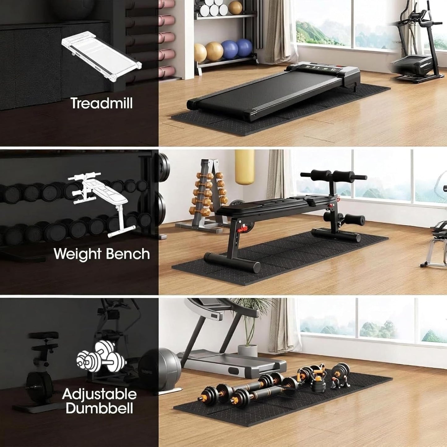Stepwaver Walking Pad Mat for Carpet, Treamill Mat for Hardwood Floors, High Density, 0.2" Thickness, Folable, Floor Protection Mats for Bike, Elliptical, Treadmill