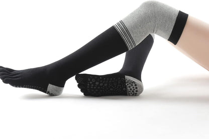Verdancy Yoga Pilates Toe Socks - Toeless With Grips for Women, Non-Slip Cushioned Over Knee Thigh High