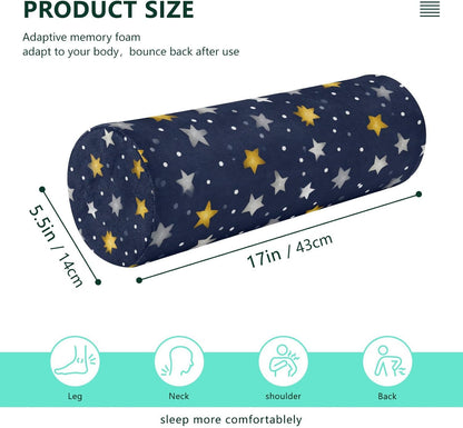 c Neck Roll Pillow Bolster Round Health Memory Foam Long Cervical Cylinder Pillows with Removable Washable Cover for Body Bed Legs Back Yoga - Colors B